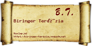 Biringer Terézia névjegykártya